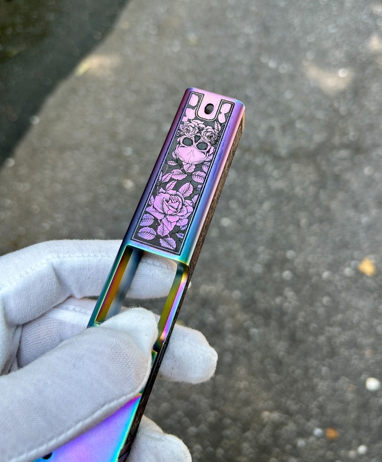Glock 19 Custom Engraved Slide – Skulls & Roses | Holographic RMR Cut | USA Made