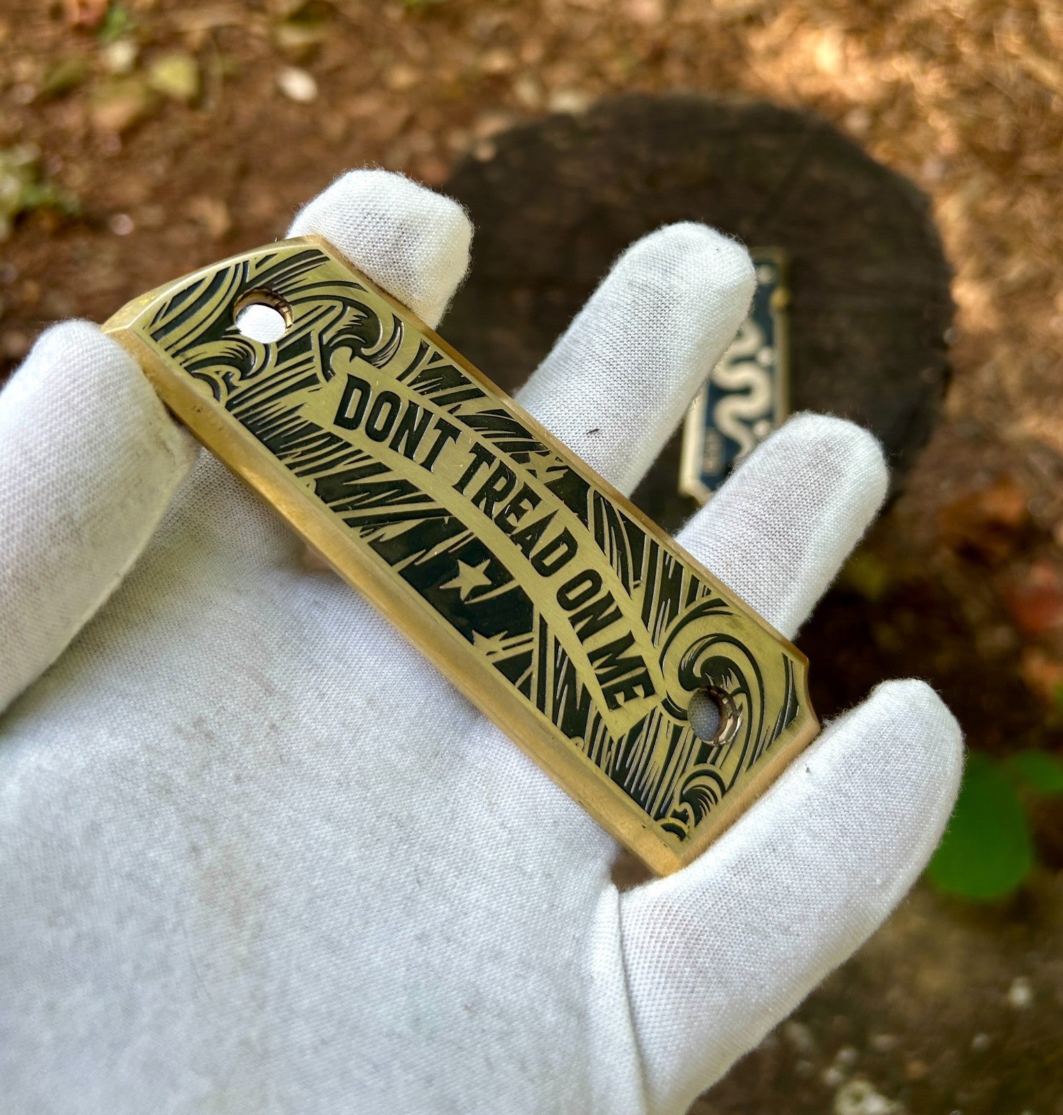 Brass 1911 Full Size Grips – Don’t Tread on Me | Deep Engraved Scales | Made in