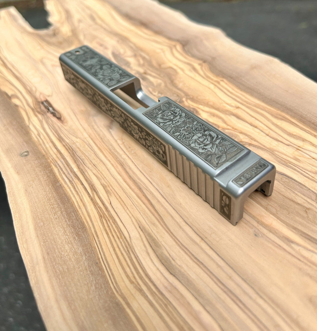 Glock 19 Custom Engraved AlphaWolf Slide for GLOCK 19 Gen3 with Dovetail and OEM