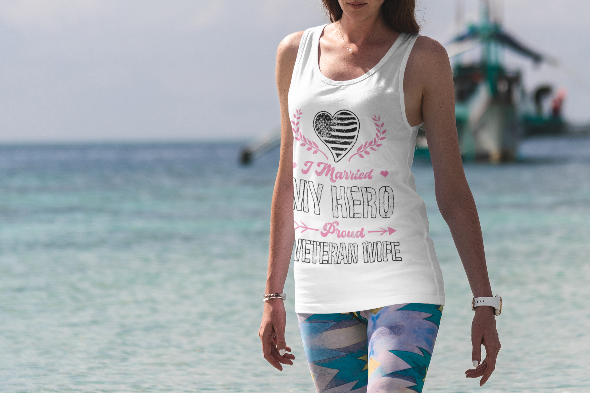 Proud Veteran Wife Racerback Tank